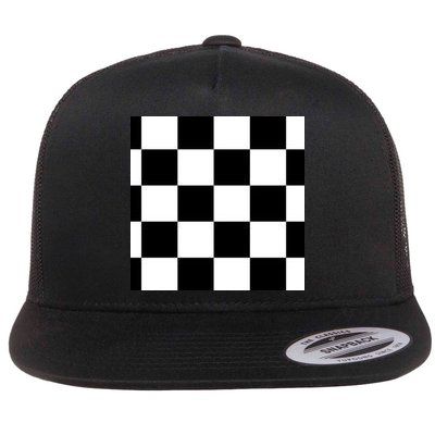 Chess Board Black And White Checkered Flatbill Hat