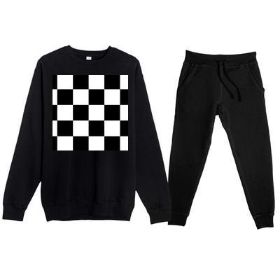 Chess Board Black And White Checkered Premium Crewneck Sweatsuit Set