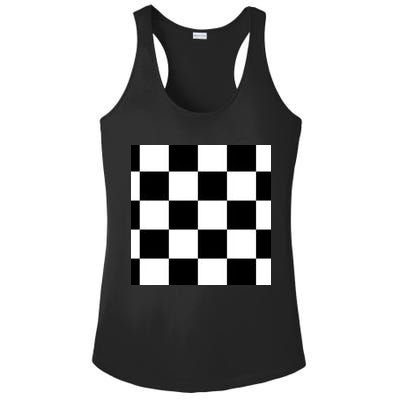 Chess Board Black And White Checkered Ladies PosiCharge Competitor Racerback Tank