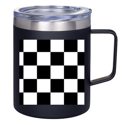 Chess Board Black And White Checkered 12oz Stainless Steel Coffee Mug