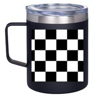 Chess Board Black And White Checkered 12oz Stainless Steel Coffee Mug