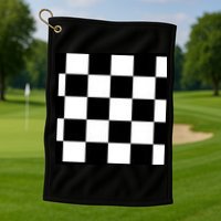 Chess Board Black And White Checkered Golf Towel