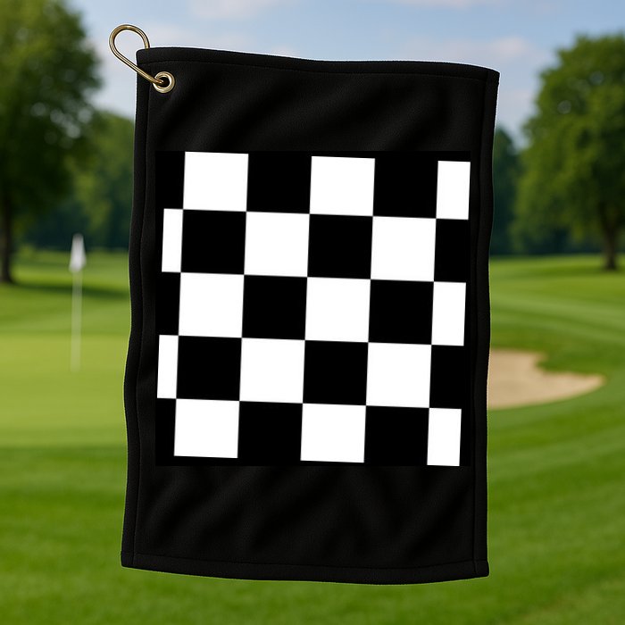 Chess Board Black And White Checkered Golf Towel