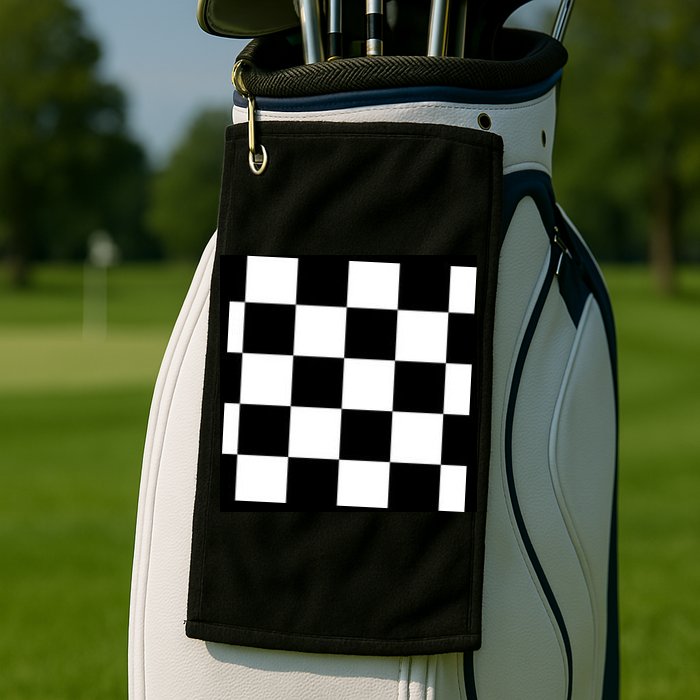Chess Board Black And White Checkered Golf Towel