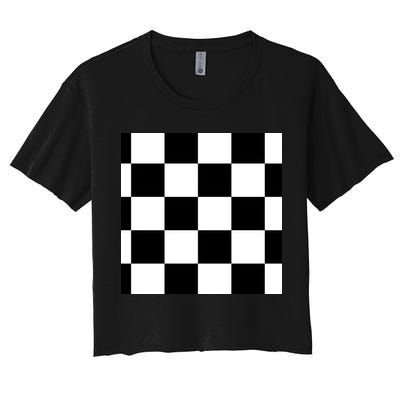 Chess Board Black And White Checkered Crop Top