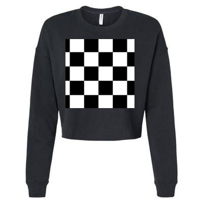 Chess Board Black And White Checkered Cropped Pullover Crew