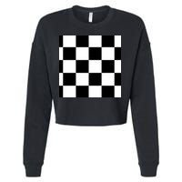 Chess Board Black And White Checkered Cropped Pullover Crew