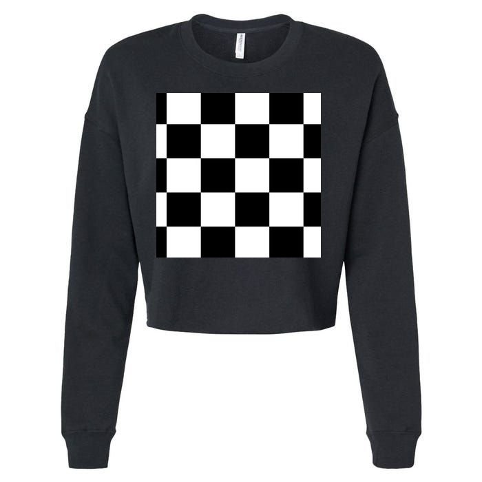 Chess Board Black And White Checkered Cropped Pullover Crew
