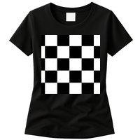 Chess Board Black And White Checkered Womens T-Shirt
