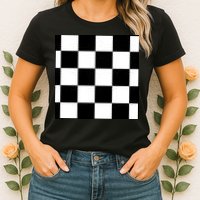 Chess Board Black And White Checkered Womens T-Shirt