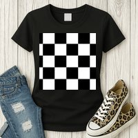Chess Board Black And White Checkered Womens T-Shirt