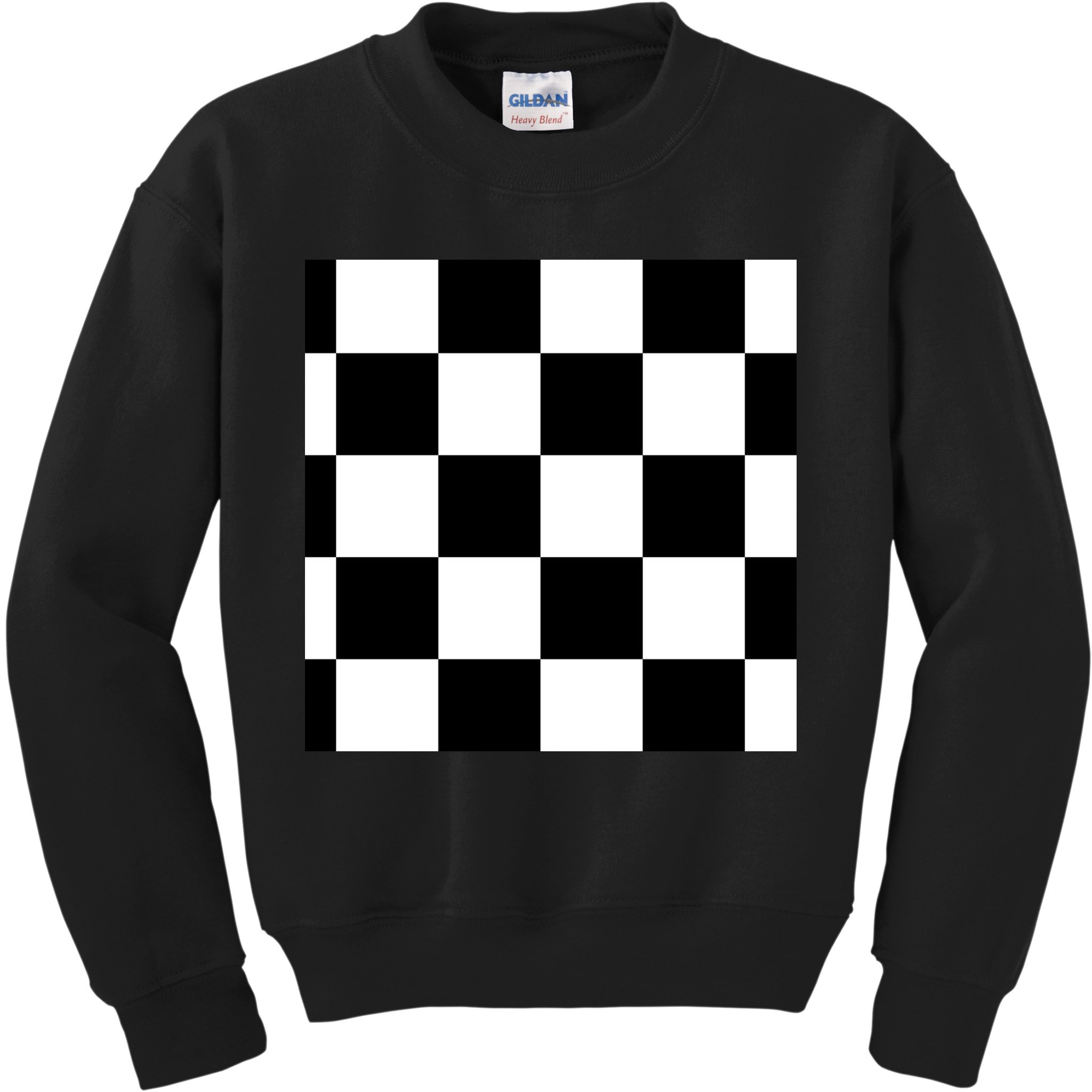 Chess Board Black And White Checkered Kids Sweatshirt