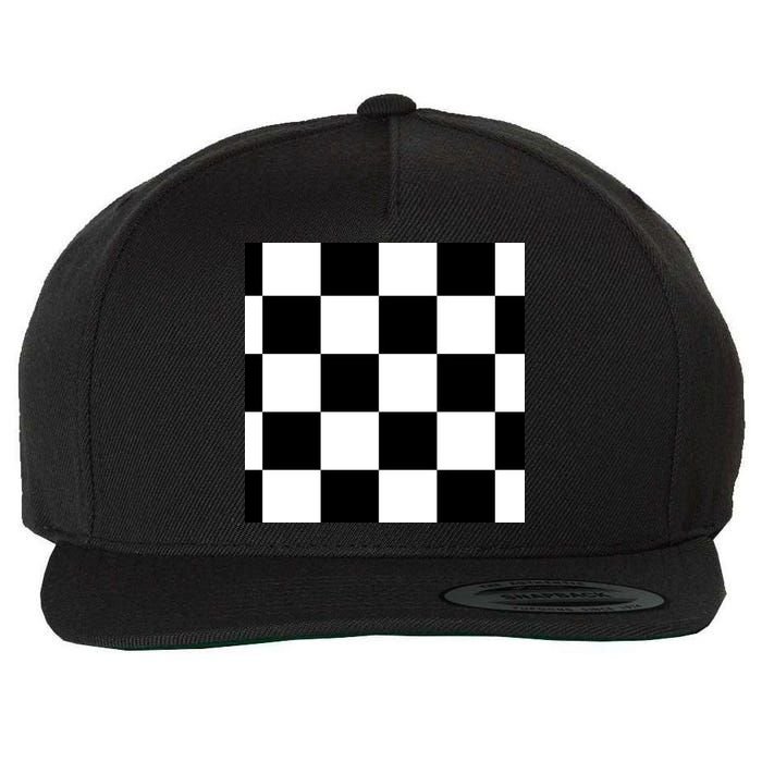 Chess Board Black And White Checkered Wool Snapback Cap