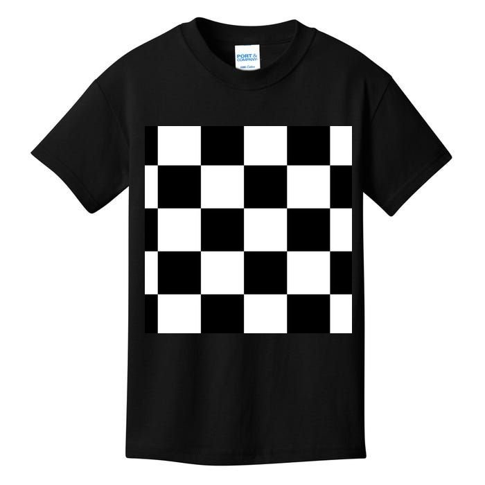 Chess Board Black And White Checkered Kids T-Shirt