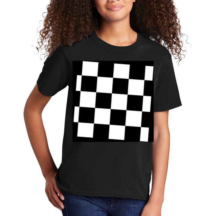 Chess Board Black And White Checkered Kids T-Shirt