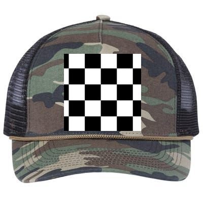 Chess Board Black And White Checkered Retro Rope Trucker Hat Cap