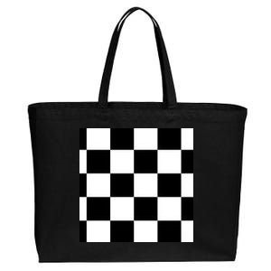 Chess Board Black And White Checkered Cotton Canvas Jumbo Tote