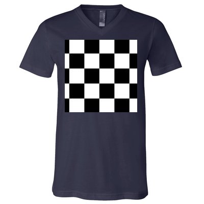 Chess Board Black And White Checkered V-Neck T-Shirt