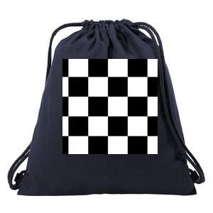 Chess Board Black And White Checkered Drawstring Bag