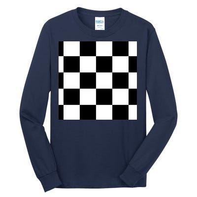 Chess Board Black And White Checkered Tall Long Sleeve T-Shirt