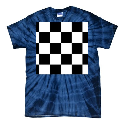 Chess Board Black And White Checkered Tie-Dye T-Shirt