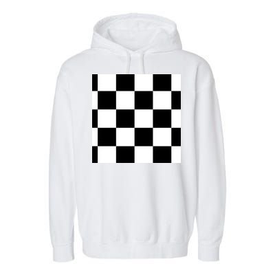 Chess Board Black And White Checkered Garment-Dyed Fleece Hoodie