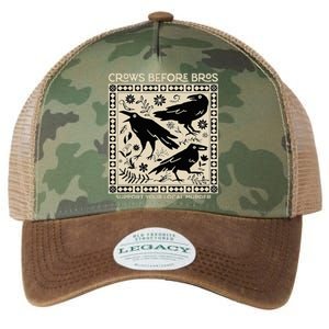 Crows Before Bros Support Your Local Murder Funny Halloween Legacy Tie Dye Trucker Hat