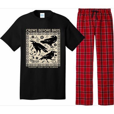 Crows Before Bros Support Your Local Murder Funny Halloween Pajama Set