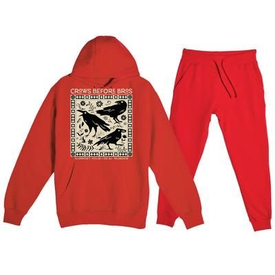 Crows Before Bros Support Your Local Murder Funny Halloween Premium Hooded Sweatsuit Set