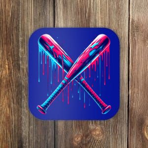 Cross Baseball Bat With Sprinklesdrip Sports Player Softball Gift Coaster