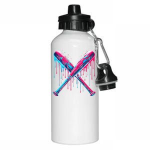 Cross Baseball Bat With Sprinklesdrip Sports Player Softball Gift Aluminum Water Bottle