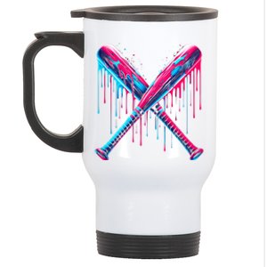 Cross Baseball Bat With Sprinklesdrip Sports Player Softball Gift Stainless Steel Travel Mug