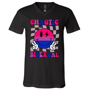 Chaotic Bisexual Bi Lgbt Bisexual Pride V-Neck T-Shirt