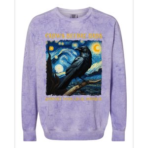 Crows Before Bros Support Your Local Murder Raven Colorblast Crewneck Sweatshirt