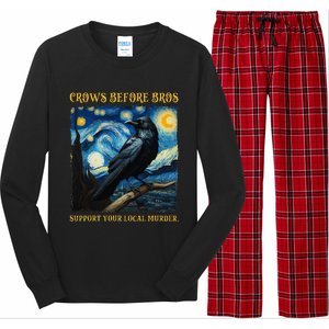 Crows Before Bros Support Your Local Murder Raven Long Sleeve Pajama Set