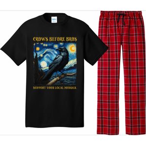 Crows Before Bros Support Your Local Murder Raven Pajama Set