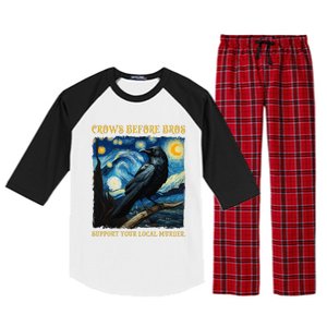 Crows Before Bros Support Your Local Murder Raven Raglan Sleeve Pajama Set