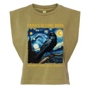 Crows Before Bros Support Your Local Murder Raven Garment-Dyed Women's Muscle Tee