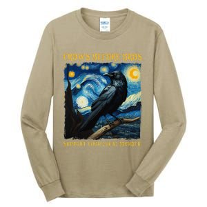 Crows Before Bros Support Your Local Murder Raven Tall Long Sleeve T-Shirt