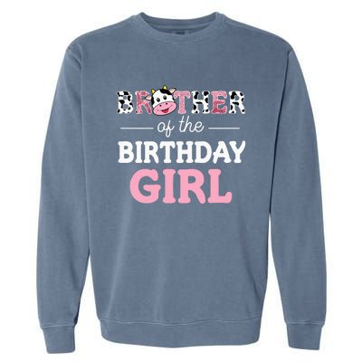 Cow Brother Birthday Family Matching Fathers Day Garment-Dyed Sweatshirt