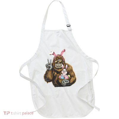 Cute Bigfoot Bunny Sasquatch Easter Day Full-Length Apron With Pockets