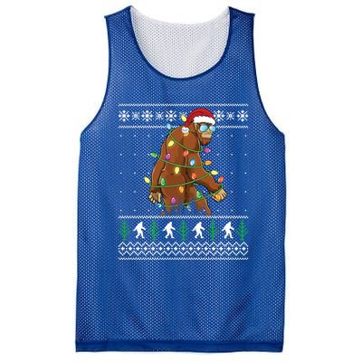 Christmas Bigfoot Boy Funny Ugly Xmas Sweater Meaningful Gift Mesh Reversible Basketball Jersey Tank