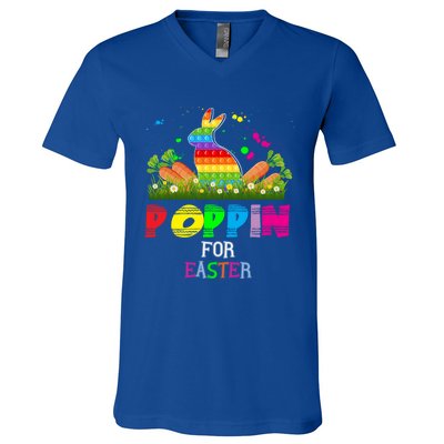 Cute Bunny Bubble Pop Easter Bunny Poppin For Easter Gift V-Neck T-Shirt