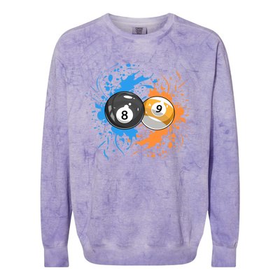 Cool Billiard Balls For 8 Ball And 9ball Player Cool Gift Colorblast Crewneck Sweatshirt