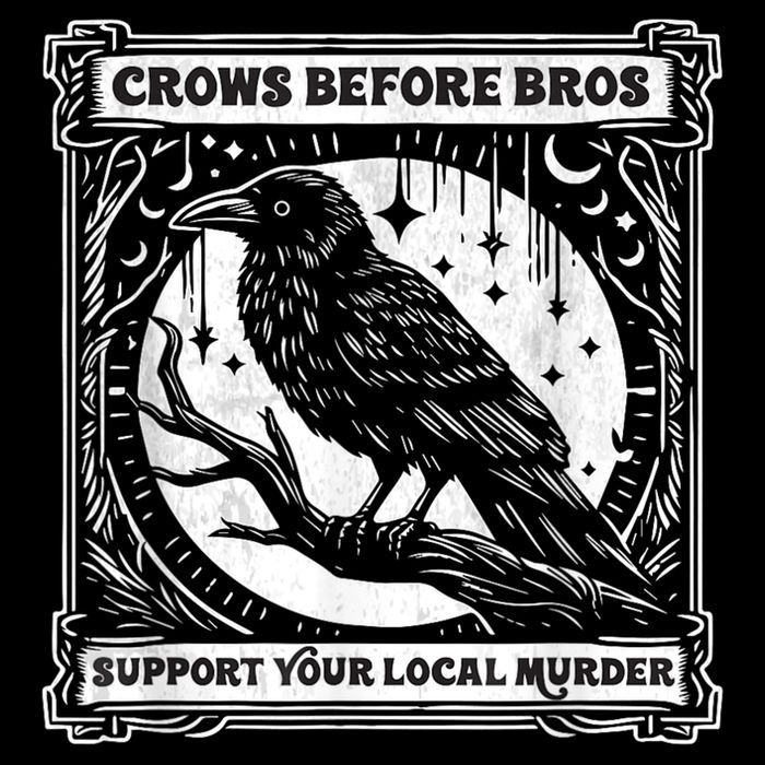Crows Before Bros Support Your Local Murder Funny Halloween 7-Panel Snapback Hat