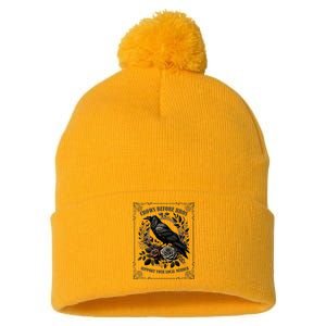 Crows Before Bros Support Your Local Murder Pom Pom 12in Knit Beanie