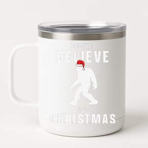 Christmas Bigfoot Believe Santa Sasquatch I Love Christmas 12 oz Stainless Steel Tumbler Cup