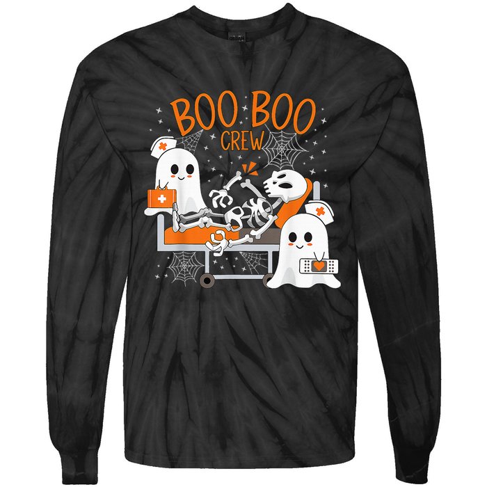 Cool Boo Boo Crew Ghost Doctor Paramedic Nurse Halloween Tie-Dye Long Sleeve Shirt