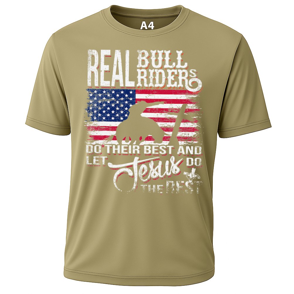 Christian BullRider Bull Riding Jesus Western Sports Cooling Performance Crew T-Shirt