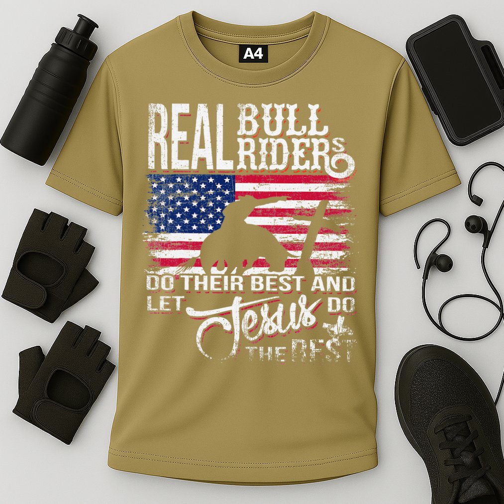 Christian BullRider Bull Riding Jesus Western Sports Cooling Performance Crew T-Shirt